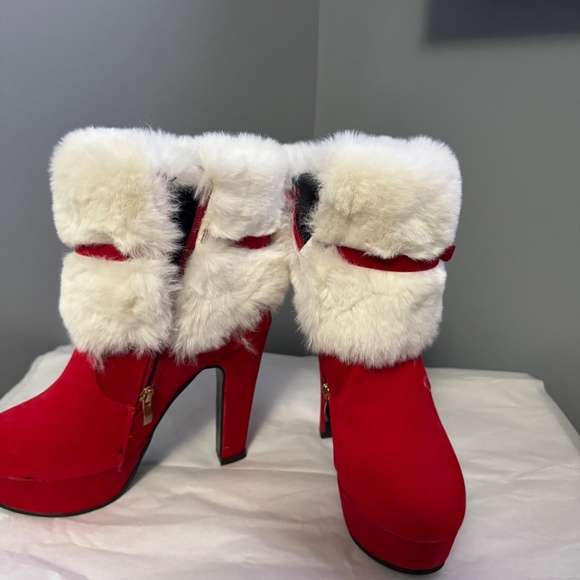 Red and White Platform Booties (never worn) - Picture 3 of 4